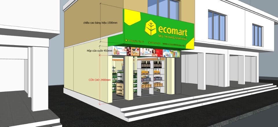 Thiết kế ngoại thất siêu thị mini Ecomart